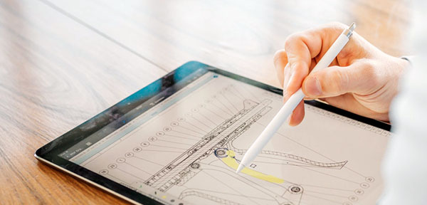 image of an ipad with a technical drawing